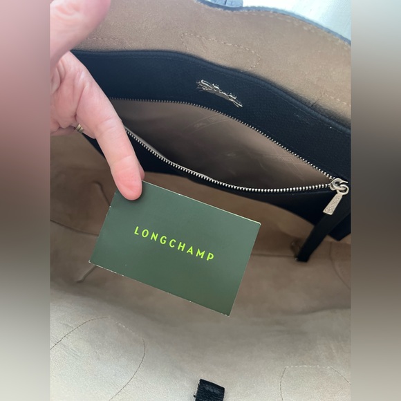 New Longchamp Larger Le Roseau Leather Tote In Black - Picture 11 of 13